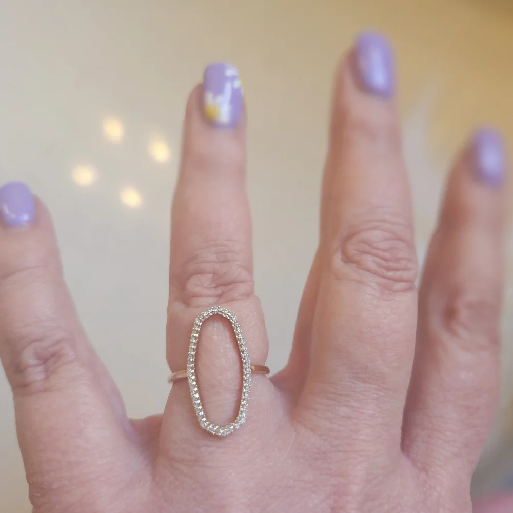 Kendra Scott Silver Oval Pave Ring - Picture 4 of 7